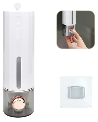 Image de Distributeur de savon mural pour salle de bains, 400 ml, avec crochets adhésifs, distributeur pour gel et shampoing sans perçage, distributeur de savon mural pour salle de bains et cuisine.