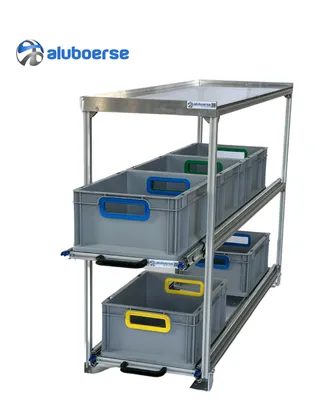 Produktbild von Heckauszug für Euroboxen (300mm) 2 Ebenen – mit Top-Ablage - Wohnmobil Regalsystem, ausziehbar (L1205xB385xH760-805mm)