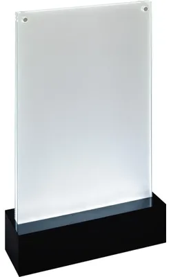 Produktbild von SIGEL TA422 LED-Tischaufsteller, DIN A5 (148x210 mm), senkrecht, beidseitige Präsentation, glasklar, schwarz, Acryl