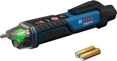 A Bosch Professional electrical testing device and two batteries are shown against a white background.