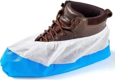 Produktbild von ISC Hygiene & Safety Schuhüberzieher Überschuhe 50x = 25 Paar Verstärkt Extra Stark >9g - Rutschfest, Reißfest, Durchriebsicher - Wasserdicht Indoor Outdoor Einheitsgröße, Einweg Mehrweg, blau-weiß