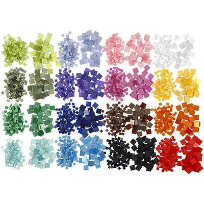 Produktbild von Creativ Company Minimosaik, Maße 5x5+10x10 mm, Stärke 2 mm, 32x25 g 1 Karton