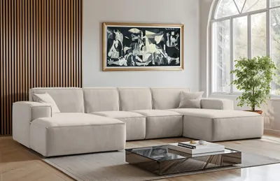 Produktbild von Kaiser Möbel Sofa U-Form Siena, U-förmiges Ecksofa, Stoff Salvador Ecru