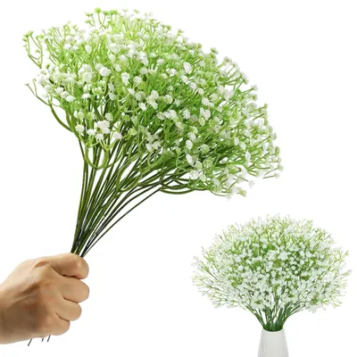 Kunstblumen Gypsophila, 20 Stück, weiß, für Hochzeit & Deko