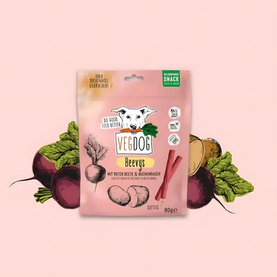 Immagine prodotto di VEGDOG Beevys Barbabietola Rossa & Fumo di Faggio 80g