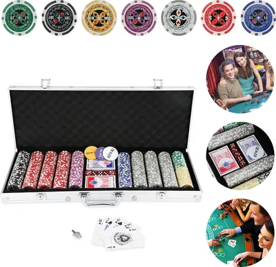 Image de Clanmacy 500 jetons de poker Mallette de poker Set de poker avec mallette en aluminium Argent