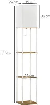 Obrázek produktu pro Stojací lampa HOMCOM, stojací lampa se 3 přihrádkami, patice E27, bílá, bez žárovky