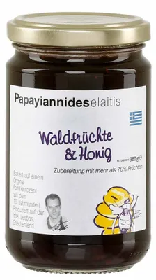 Produktbild von Waldfrüchte-Honig Konfitüre (70% Frucht) 380g Papayiannides