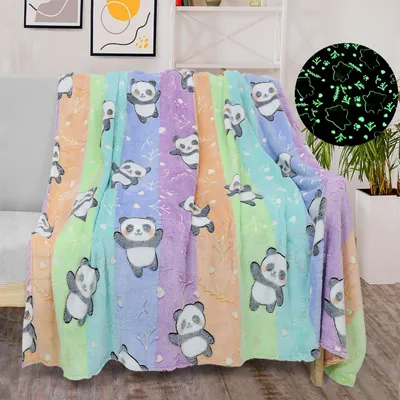 Zdjęcie produktu dla Koc dziecięcy 130 x 150 cm, panda, polar, świeci w ciemności, do pokoju dziecięcego