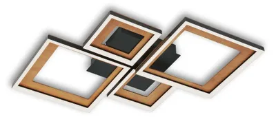 Immagine prodotto di BRILONER - Lampada da soffitto LED, Dimmerabile gradualmente, Lampada da soffitto orientabile LED, Telaio LED, Sottosquadro, Legno nero, 530x530x80 mm