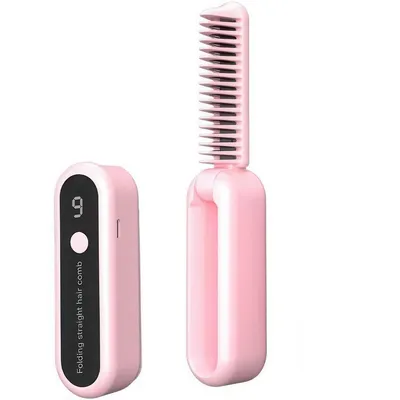 Produktbild von Kabellose Mini-Haarglättungsbürste, Ionen-Glätteisen, 9 Heizstufen, schnelles Aufheizen, für nasses & trockenes Haar