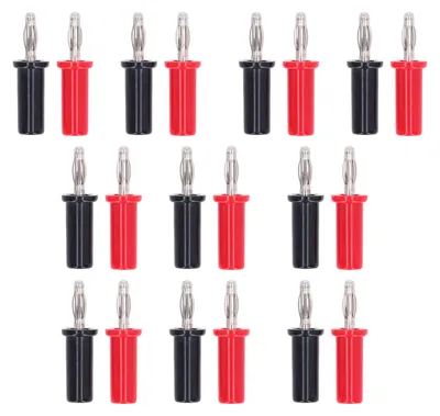 Produktbild von 10 Sets 4 mm Bananenstecker Messing Lötstecker Laternentyp Rot und Schwarz J.10013