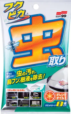 Produktbild von Soft99 Fukupika Bugs & Droppings Wipes 8Pcs -Staubtücher
