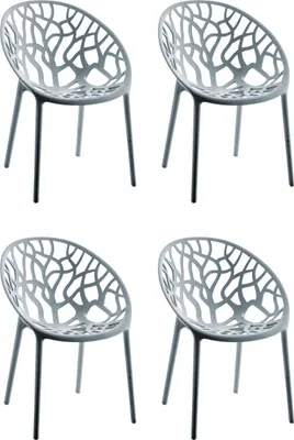 Produktbild von Gartenstuhl Hope 4er Set grau stapelbar, wetterfest, 80x59x60 cm