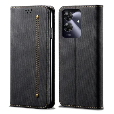 Image de Etui pour Realme Note 60, étui portefeuille en cuir avec fermeture magnétique et support noir