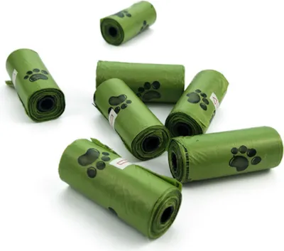 Zdjęcie produktu dla EWANTO Eco woreczki na psie odchody 150 szt. Torebki z recyklingu z nadrukiem 10 rolek eko w opakowaniu 15 torebek HH-3