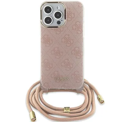 Produktbild von Guess iPhone 15 Back cover case - Crossbody cord - 4G print - Pink