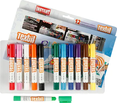 Produktbild von Playcolor Stoffmalstifte, L 14 cm, D: 15 mm, Sortierte Farben, 12Stck.