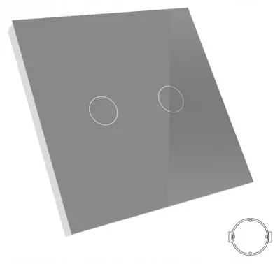 Produktbild von B-LINE Touch-Schalter Glas 2-fach Grau