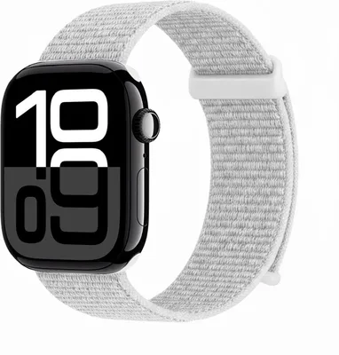 Produktbild von Smartwatch Armband für Apple Watch Series 11 46mm Nylon Textil Band Ersatzband Wechselband Klettverschluss flexibel atmungsaktiv Weiß