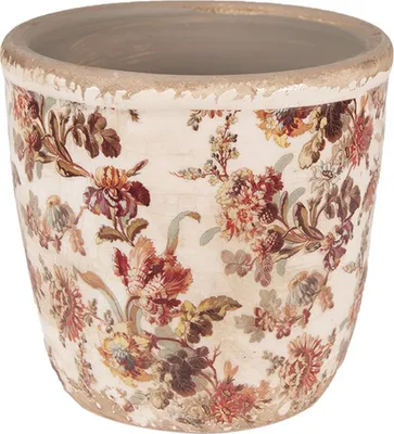 Obrázok produktu pre Clayre & Eef Kvetináč Ø 13x13 cm Béžová Ružová Keramické kvety