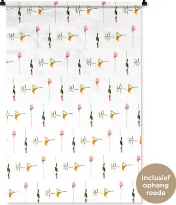 Produktbild von MuchoWow® Wandteppich Wandbehang Blumen - Farben - Pastell 90x135 cm Tapisserie Dekoration Wandtuch - Baumwolle - Wandskulptur