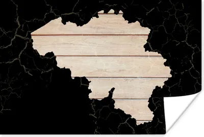 Produktbild von MuchoWow® Poster Karte Europa - Belgien - Holz 120x80 cm - Bilder