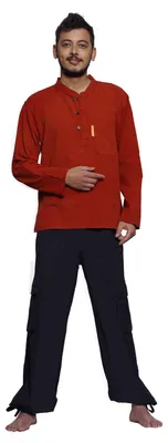Productafbeelding van Herenhemd "Anapurna" - Casual overhemd van katoen - Recht model, rood, maat S