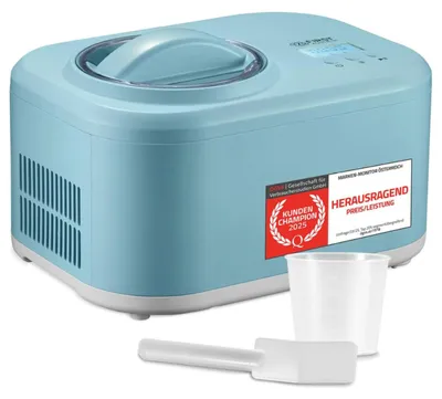 Produktbild von TZS First Austria - Eismaschine 1L 100W - mit Kompressor & Kühlhaltenfunktion - Türkis