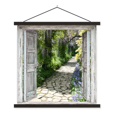 Produktbild von MuchoWow® Textilposter Aussicht - Wald - Steine - Frühling 40x40 cm mit schwarzem Rahmen - Fotos