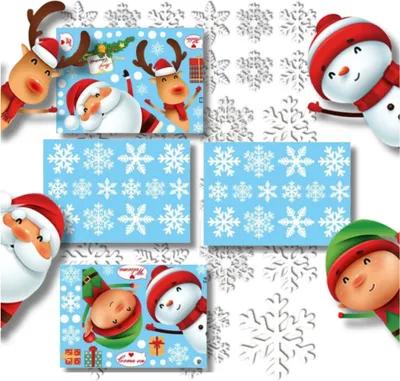 Produktbild von Set mit 4 Bögen weihnachtlicher Schneeflocken-Weihnachtsaufkleber