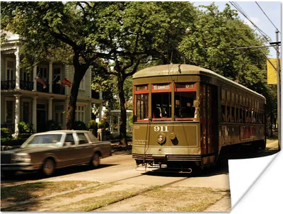 Produktbild von MuchoWow® Poster Eine alte Straßenbahn in der amerikanischen Stadt New Orleans 160x120 cm - Foto Plakat
