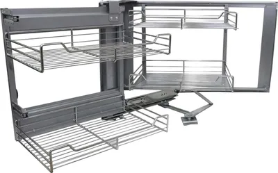 Immagine prodotto di KuKoo Magic Corner: cestello angolare, cestelli da cucina, cestelli estraibili, cestelli per armadi, cestello da cucina, cestello estraibile, cestelli estraibili, cestello per armadio, scaffale da cucina, funzione Soft Close, cestelli portaoggetti, 90 cm - 100 cm