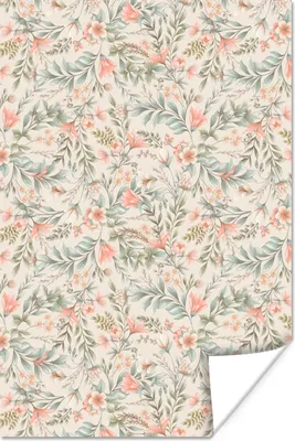 Produktbild von MuchoWow® Poster Vintage - Muster - Pflanzen 120x180 cm - Kunstposter