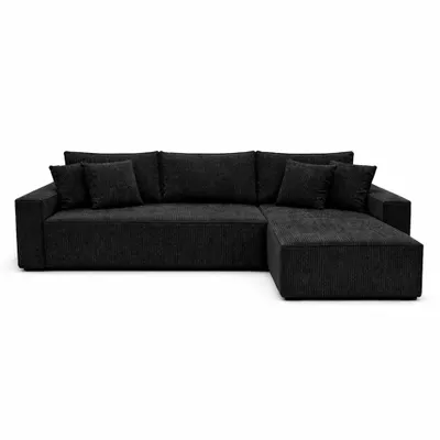 Zdjęcie produktu dla Sofa narożne EDEN, kolor czarny, wymiary: 235 x 75 x 144 cm. Nowoczesne narożnik z funkcją spania, możliwość montażu zarówno z lewej, jak i z prawej strony