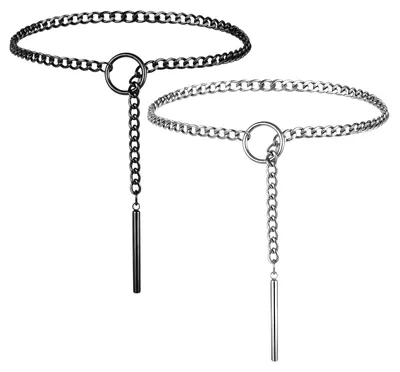 Produktbild von 2 Stück Slip Chain Choker Kette Damen Choker Halsband Schwarz Silber
