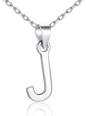 Productafbeelding van Halsketting van 925 zilver met initialen, sleutelbeenbedel, dames, letter J