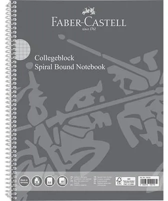 Špirálový zošit, A4, štvorčekový, 80 listov, perforovaný, dierovaný, FABER-CASTELL