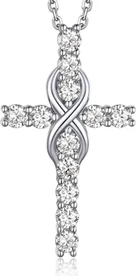 Produktbild von Kreuz Kette Moissanite 1,2 Karat Silber 925 Anhänger Halskette Frauen Männer