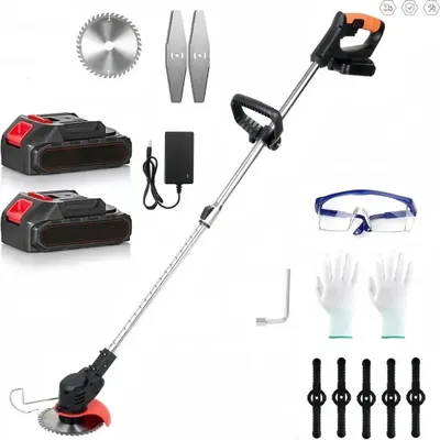 Produktbild von Akku-Rasentrimmer mit 2x 21V 2000Ah Akku&Ladegerät,3-in-1 Freischneider,Einziehbarer Unkrautjäter mit Zusgtzhgndgriff,geeignet für Rasen und Gärten