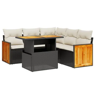 Produktbild von vidaXL 6-tlg. Garten-Sofagarnitur mit Kissen Schwarz Poly Rattan