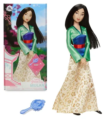 Zdjęcie produktu dla Oficjalna lalka Mulan od Disney Store, przeznaczona dla dzieci, wysokość 29 cm, lalka z ruchomymi elementami, ubrana w satynową sukienkę, w zestawie szczotka do włosów, odpowiednia dla dzieci od 3 roku życia