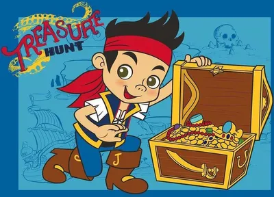 Produktbild von Jake Treasure Hunt Kinder Teppich Kinderteppich Spielteppich blau Schatzsucher 133cmx95cm