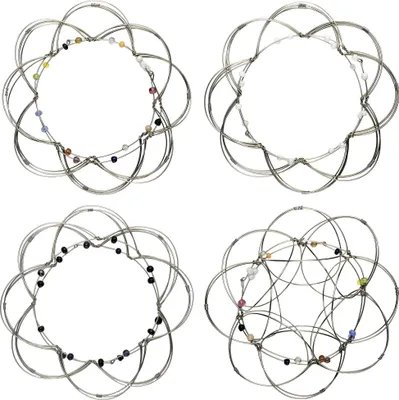 Produktbild von 4D Mandala dekoratives Drahtgeflecht silber Set Entspannungsspiel Lebensblume