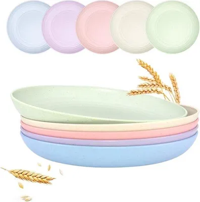 Immagine prodotto di Piatti in plastica, set da 5 pezzi, 23 cm, infrangibili, per insalata, pasta, feste, adatti al microonde e lavabili in lavastoviglie, 5 colori