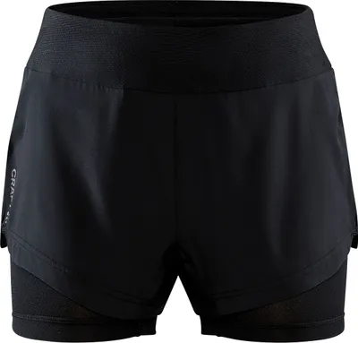 Produktbild von Craft Damen Trainingshose Running Pants kurze Laufhose Essence ADV 2-in1-Shorts, Farbe:Schwarz, Artikel:-999000 black, Größe:S
