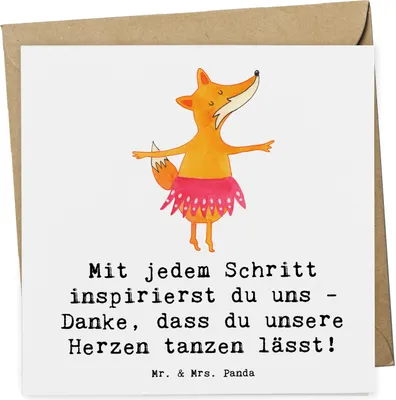 Produktbild von Mr. & Mrs. Panda Grußkarte Tanzen Trainerin Herz - Weiß - Geschenk, Tanztrainerin, Liebe zur, Klappkarte, Ballett, faltkarte, anlasskarte, Glückwunschkarte, besondere