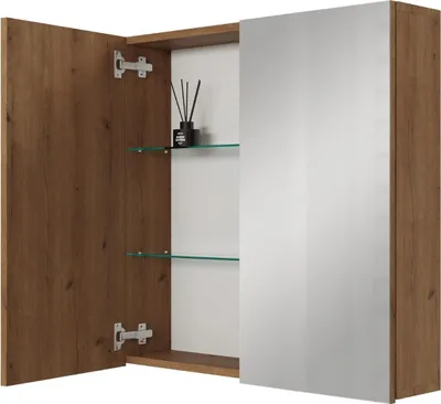 Produktbild von Planetmöbel ARIA Spiegelschrank für das Bad 70 cm Gold Eiche, ohne Leuchte und Steckdose