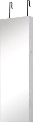 Image de Armoire à bijoux avec miroir - armoire à maquillage murale - éclairage LED - 5 étagères - 2 tiroirs - serrure - 37×120×10 cm