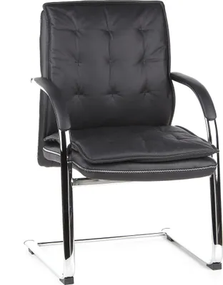 Produktbild von hjh OFFICE Freischwinger mit Armlehnen VILLA V Leder Stuhl für Büro Zuhause, Besucherstuhl Schwingstuhl bis 110 kg belastbar